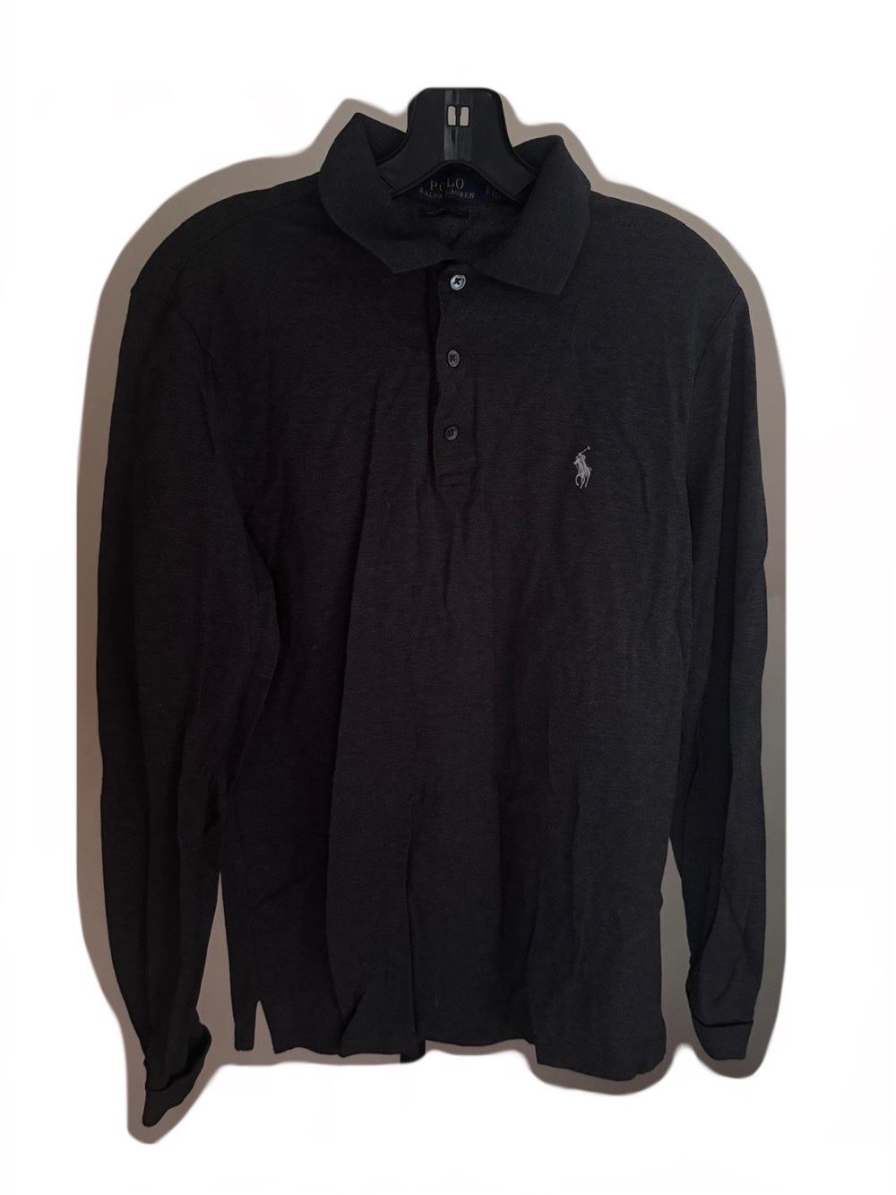 Ralph Lauren Custom Slim Fit Black Long Sleeve Polo Shirt
